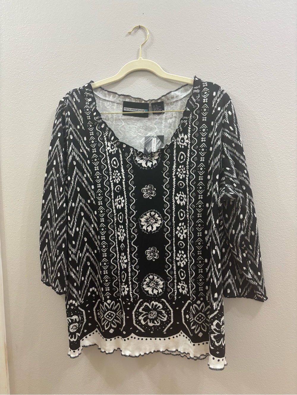 Requirements Black & White Patterned Scoop Neck